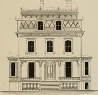 Picture 100 of 144 from Bicknell's village builder. Elevations and plans for cottages, villas, suburban residences, farm houses [etc.] also exterior and interior details for public and private buildings, with approved forms of contracts and specifications. Containing fifty-five plates drawn to scale (1872), leaf 166