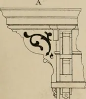 An illustration from Bicknell's village builder. Elevations and plans for cottages, villas, suburban residences, farm houses [etc.] also exterior and interior details for public and private buildings, with approved forms of contracts and specifications. Containing fifty-five plates drawn to scale (1872)
