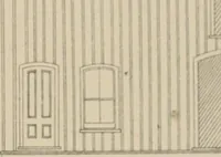 An illustration from Bicknell's village builder. Elevations and plans for cottages, villas, suburban residences, farm houses [etc.] also exterior and interior details for public and private buildings, with approved forms of contracts and specifications. Containing fifty-five plates drawn to scale (1872)
