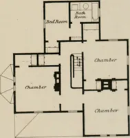 An illustration from Bicknell's village builder. Elevations and plans for cottages, villas, suburban residences, farm houses [etc.] also exterior and interior details for public and private buildings, with approved forms of contracts and specifications. Containing fifty-five plates drawn to scale (1872)