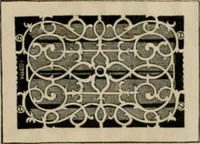 An illustration from Bicknell's village builder. Elevations and plans for cottages, villas, suburban residences, farm houses [etc.] also exterior and interior details for public and private buildings, with approved forms of contracts and specifications. Containing fifty-five plates drawn to scale (1872)