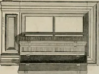 An illustration from Bicknell's village builder. Elevations and plans for cottages, villas, suburban residences, farm houses [etc.] also exterior and interior details for public and private buildings, with approved forms of contracts and specifications. Containing fifty-five plates drawn to scale (1872)
