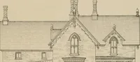 An illustration from Bicknell's village builder. Elevations and plans for cottages, villas, suburban residences, farm houses [etc.] also exterior and interior details for public and private buildings, with approved forms of contracts and specifications. Containing fifty-five plates drawn to scale (1872)