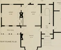 An illustration from Bicknell's village builder. Elevations and plans for cottages, villas, suburban residences, farm houses [etc.] also exterior and interior details for public and private buildings, with approved forms of contracts and specifications. Containing fifty-five plates drawn to scale (1872)