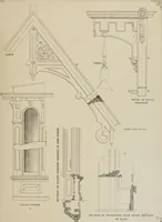 An illustration from Bicknell's village builder. Elevations and plans for cottages, villas, suburban residences, farm houses [etc.] also exterior and interior details for public and private buildings, with approved forms of contracts and specifications. Containing fifty-five plates drawn to scale (1872)