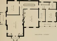 An illustration from Bicknell's village builder. Elevations and plans for cottages, villas, suburban residences, farm houses [etc.] also exterior and interior details for public and private buildings, with approved forms of contracts and specifications. Containing fifty-five plates drawn to scale (1872)