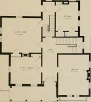 An illustration from Bicknell's village builder. Elevations and plans for cottages, villas, suburban residences, farm houses [etc.] also exterior and interior details for public and private buildings, with approved forms of contracts and specifications. Containing fifty-five plates drawn to scale (1872)