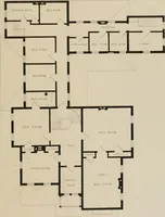 An illustration from Bicknell's village builder. Elevations and plans for cottages, villas, suburban residences, farm houses [etc.] also exterior and interior details for public and private buildings, with approved forms of contracts and specifications. Containing fifty-five plates drawn to scale (1872)
