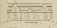 An illustration from Bicknell's village builder. Elevations and plans for cottages, villas, suburban residences, farm houses [etc.] also exterior and interior details for public and private buildings, with approved forms of contracts and specifications. Containing fifty-five plates drawn to scale (1872)