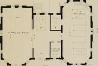 An illustration from Bicknell's village builder. Elevations and plans for cottages, villas, suburban residences, farm houses [etc.] also exterior and interior details for public and private buildings, with approved forms of contracts and specifications. Containing fifty-five plates drawn to scale (1872)