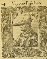 An illustration from Bildnisse viler zum Theyle vou [sic] vralten, zum Theyle von newlichern Zeiten her, Kriegs vnd anderer weltlicher Hänndel halben, bej Christen vnnd Vnchristen gewesener berühmter Keyser, Könige, Fürsten, Grauen vnd Edeln, in massen dieselbige Paulus Iouius, vorweilen Bischoff von Nocera, durch allerley Gelegenheyt zusammen gebracht, vnd in seiner Bibliotheca oder Librareje zu Newen Como abgemalt hinderlassen. : Mit kurtzverfassten Beschreibungen jhres jedes geführten Lebens vnd Wesens, dardurch sie fürnemlich in Gutem oder Bösem bekannt vnd namhafftig worden, etlicher massen aus Pauli Iouij, vnd gleichwol mehrern theyls, aus andern in latinischer, italianischer, franzosischer, spanischer vnnd teutscher Sprache aussgangenen Chronicken vnd Historien zum fleissigsten erklärt, vnd jetz erstlich in offenen Truck verordnet: (1582)