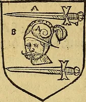 An illustration from The Blazon of Gentrie: : Deuided into two parts. The first named The Glorie of Generositie. The second, Lacyes Nobilitie. Comprehending discourses of Armes and of Gentry. Wherein is treated of the beginning, parts and degrees of Gentlenesse, vvith her lawes: Of the Bearing, and Blazon of Cote-armors: Of the Lawes of Armes, and of combats. (1586)