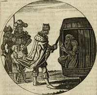 An illustration from Bloemhof der doorluchtige voorbeelden, daer in door ware, vreemde en deftige geschiedenissen, leeringen en eygenschappen, alles dat de mensch tot nut en vermaek verstrekken kan, te bemerken is : uit de schriften van Philippus Camerarius, Michiel de Montanje en andere schrijvers getrokken en vertaelt (1647)