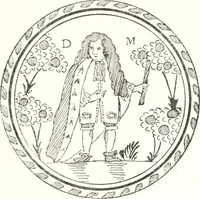 An illustration from Blue dash chargers and other early English tin enamel circular dishes (1919)