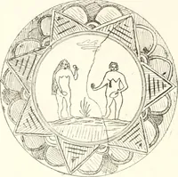 An illustration from Blue dash chargers and other early English tin enamel circular dishes (1919)