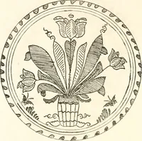 An illustration from Blue dash chargers and other early English tin enamel circular dishes (1919)