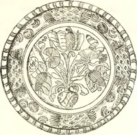 An illustration from Blue dash chargers and other early English tin enamel circular dishes (1919)