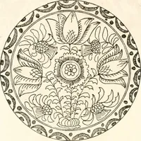 An illustration from Blue dash chargers and other early English tin enamel circular dishes (1919)