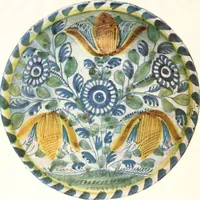 An illustration from Blue dash chargers and other early English tin enamel circular dishes (1919)