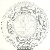 An illustration from Blue dash chargers and other early English tin enamel circular dishes (1919)