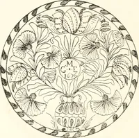 An illustration from Blue dash chargers and other early English tin enamel circular dishes (1919)