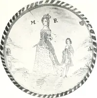 An illustration from Blue dash chargers and other early English tin enamel circular dishes (1919)