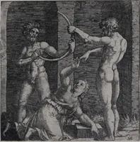 An illustration from Illustrated catalogue of a miscellaneous selection of rare engravings, etchings and original drawings of many schools and periods [electronic resource] : from the portfolios of R. Ederheimer Print-Cabinet (1915)