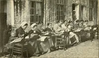 An illustration from Bobbins of Belgium; a book of Belgian lace, lace-workers, lace-schools and lace-villages (1920)