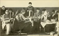 An illustration from Bobbins of Belgium; a book of Belgian lace, lace-workers, lace-schools and lace-villages (1920)