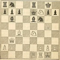 Picture 60 of 84 from The book of chess: containing the rudiments of the game, and elementary analyses of the most popular openings ; exemplified in games actually played by the greatest masters; including Staunton's analysis of the king's and queen's gambits, numerous positions and problems on diagrams, both original and selected; also a series of chess tales, with illustrations engraved from original designs ; the whole extracted and translated from the best sources (1857), leaf 157