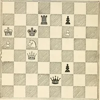 Picture 63 of 84 from The book of chess: containing the rudiments of the game, and elementary analyses of the most popular openings ; exemplified in games actually played by the greatest masters; including Staunton's analysis of the king's and queen's gambits, numerous positions and problems on diagrams, both original and selected; also a series of chess tales, with illustrations engraved from original designs ; the whole extracted and translated from the best sources (1857), leaf 201