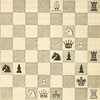 An illustration from The book of chess: containing the rudiments of the game, and elementary analyses of the most popular openings ; exemplified in games actually played by the greatest masters; including Staunton's analysis of the king's and queen's gambits, numerous positions and problems on diagrams, both original and selected; also a series of chess tales, with illustrations engraved from original designs ; the whole extracted and translated from the best sources (1857)