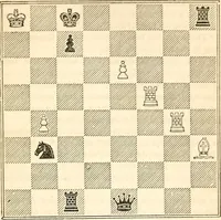 Picture 69 of 84 from The book of chess: containing the rudiments of the game, and elementary analyses of the most popular openings ; exemplified in games actually played by the greatest masters; including Staunton's analysis of the king's and queen's gambits, numerous positions and problems on diagrams, both original and selected; also a series of chess tales, with illustrations engraved from original designs ; the whole extracted and translated from the best sources (1857), leaf 316