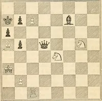 Picture 29 of 84 from The book of chess: containing the rudiments of the game, and elementary analyses of the most popular openings ; exemplified in games actually played by the greatest masters; including Staunton's analysis of the king's and queen's gambits, numerous positions and problems on diagrams, both original and selected; also a series of chess tales, with illustrations engraved from original designs ; the whole extracted and translated from the best sources (1857), leaf 77