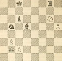 Picture 30 of 84 from The book of chess: containing the rudiments of the game, and elementary analyses of the most popular openings ; exemplified in games actually played by the greatest masters; including Staunton's analysis of the king's and queen's gambits, numerous positions and problems on diagrams, both original and selected; also a series of chess tales, with illustrations engraved from original designs ; the whole extracted and translated from the best sources (1857), leaf 79