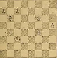 An illustration from The book of chess: containing the rudiments of the game, and elementary analyses of the most popular openings (1882)