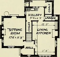 An illustration from The book of the exhibition of houses and cottages, Romford garden suburb, Gidea Park (1911)