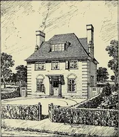 An illustration from The book of the exhibition of houses and cottages, Romford garden suburb, Gidea Park (1911)