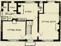 An illustration from The book of the exhibition of houses and cottages, Romford garden suburb, Gidea Park (1911)
