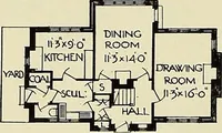 An illustration from The book of the exhibition of houses and cottages, Romford garden suburb, Gidea Park (1911)