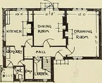 An illustration from The book of the exhibition of houses and cottages, Romford garden suburb, Gidea Park (1911)