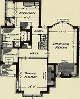 An illustration from The book of the exhibition of houses and cottages, Romford garden suburb, Gidea Park (1911)