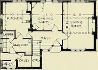 An illustration from The book of the exhibition of houses and cottages, Romford garden suburb, Gidea Park (1911)