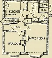 An illustration from The book of the exhibition of houses and cottages, Romford garden suburb, Gidea Park (1911)