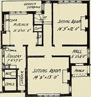 An illustration from The book of the exhibition of houses and cottages, Romford garden suburb, Gidea Park (1911)