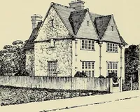 An illustration from The book of the exhibition of houses and cottages, Romford garden suburb, Gidea Park (1911)