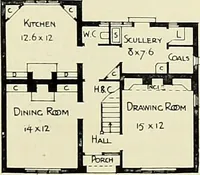An illustration from The book of the exhibition of houses and cottages, Romford garden suburb, Gidea Park (1911)