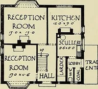 An illustration from The book of the exhibition of houses and cottages, Romford garden suburb, Gidea Park (1911)
