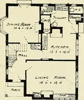 An illustration from The book of the exhibition of houses and cottages, Romford garden suburb, Gidea Park (1911)