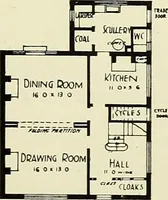 An illustration from The book of the exhibition of houses and cottages, Romford garden suburb, Gidea Park (1911)